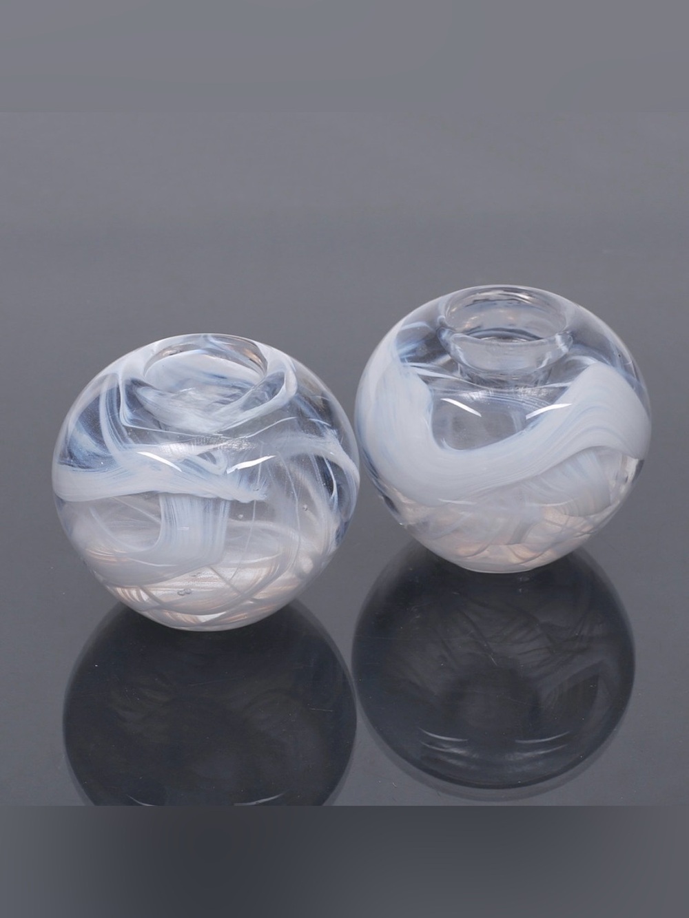 Two Vintage Kosta Boda Votive Candleholder Cool Moon clear Glass